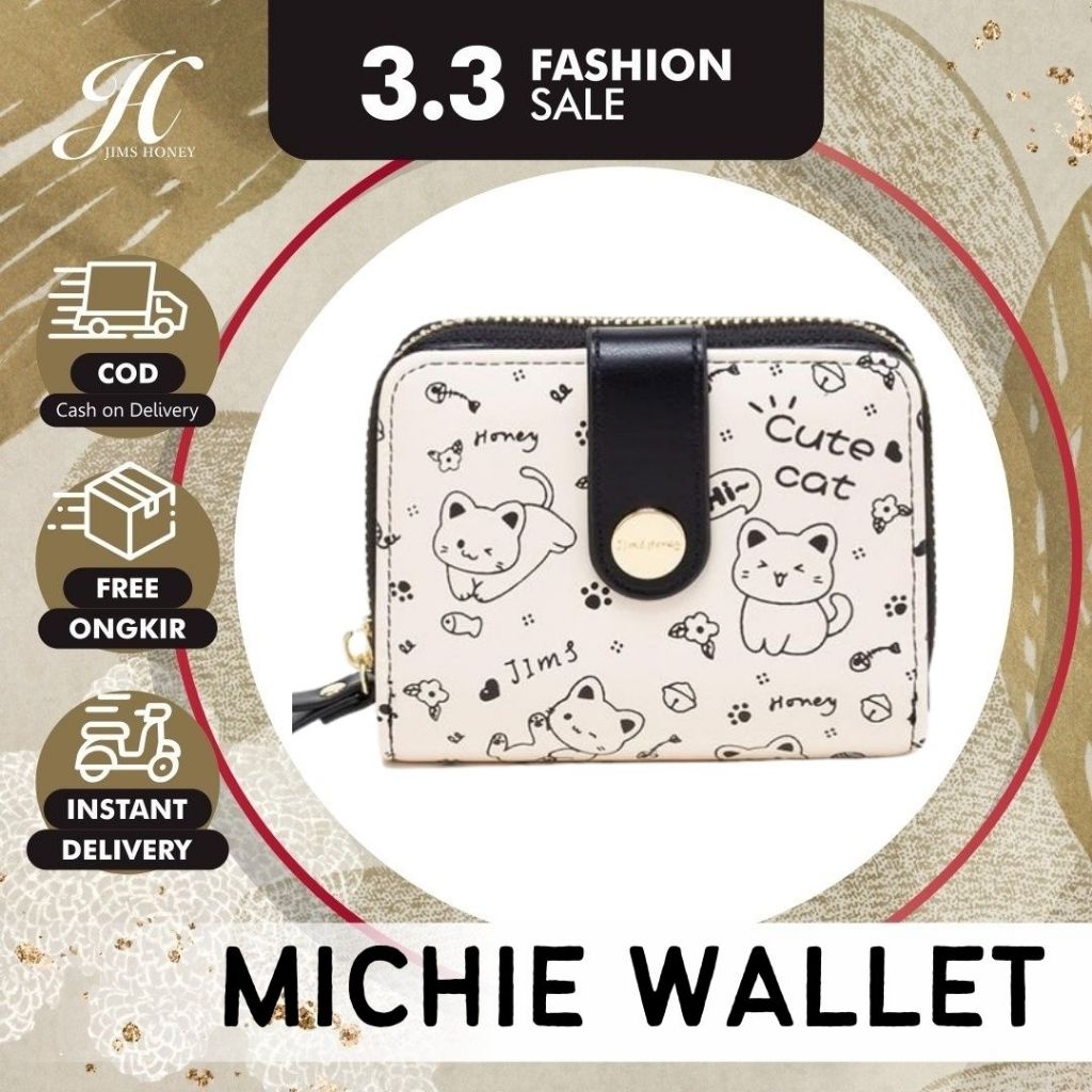 JIMS HONEY MICHI WALLET Dompet Kecil Lipat Kartu Wanita Cewek Fashion Jimshoney Casual Terbaru