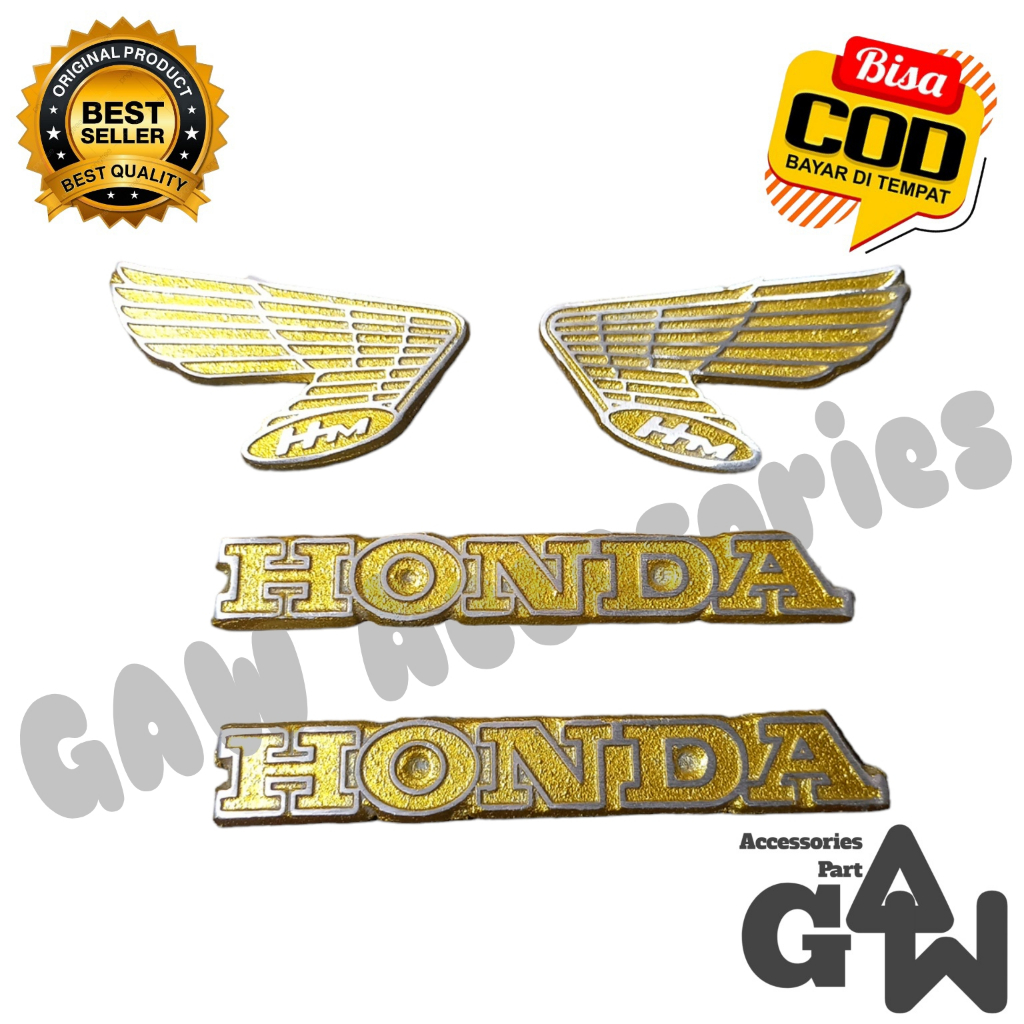 Emlem Tangki Tengki Cb Glatik 100 125 Set Kanan Kiri Warna Kuning Atau Gold Sesuai Foto