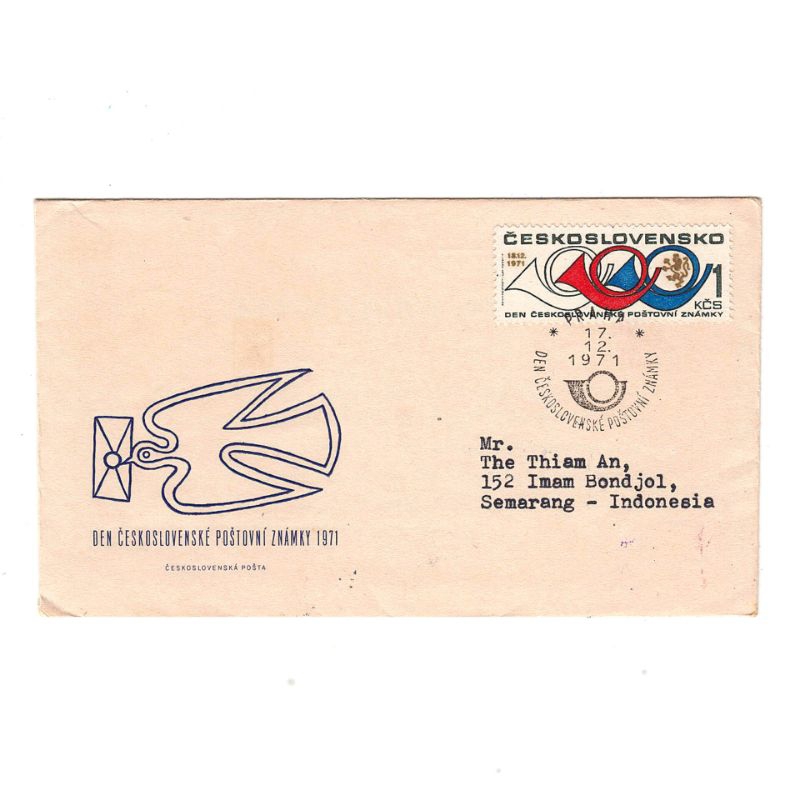 

Sampul Hari Pertama (SHP) Cap pos 1971 Beserta isinya Terkirim dari Ceko ke Indonesia - Motif 7