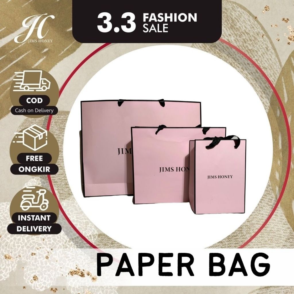 JIMS HONEY PACKAGING PAPER BAG BOX DOMPET PINK tas belanja shopping bag go green murah kuat