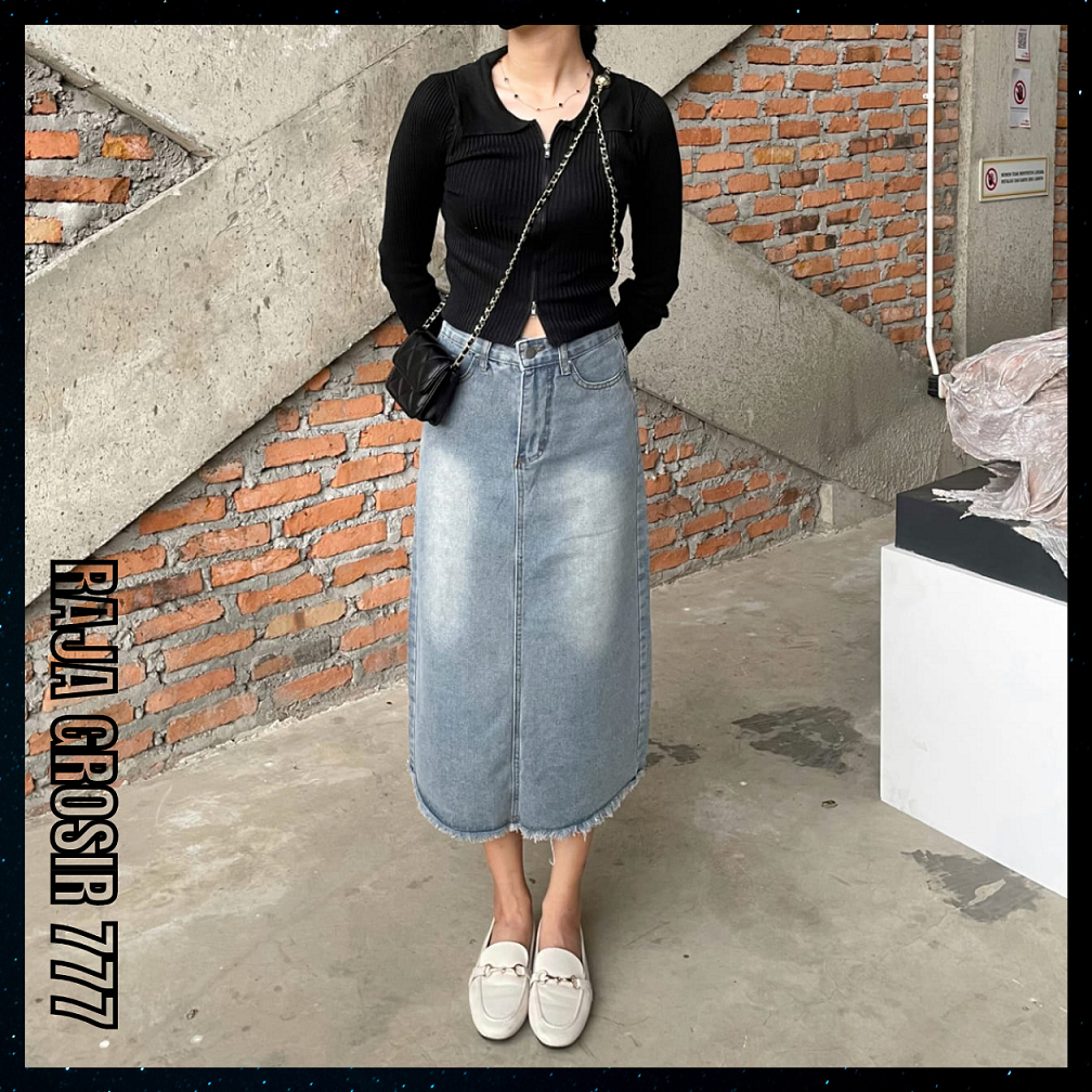 Rok Span Jeans 7/8 Wanita Denim Skirt Premium Original FNR 22