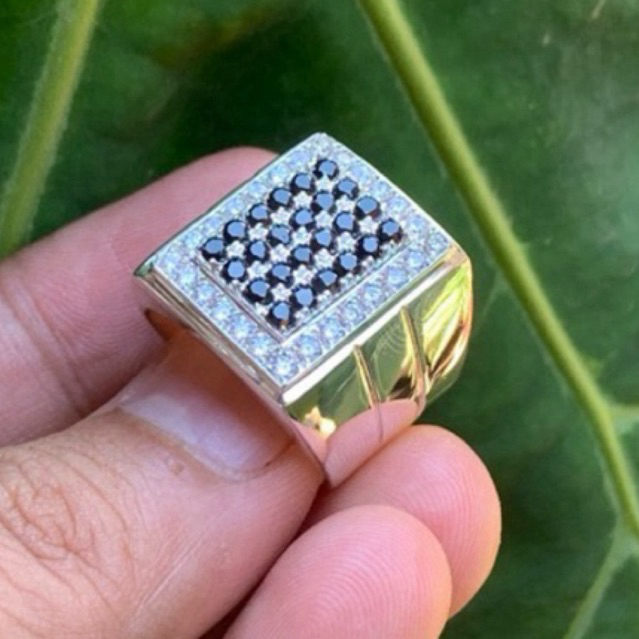 Cincin Perak Custom Permata Hitam