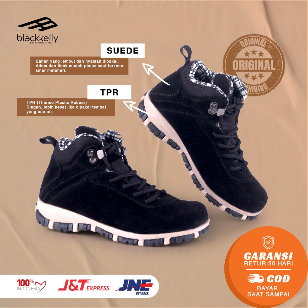 Sepatu Boot Boots Anak Laki Laki Cowok Bahan Suede Hitam Krem Coklat umur 6 7 8 9 10 tahun Karnaval