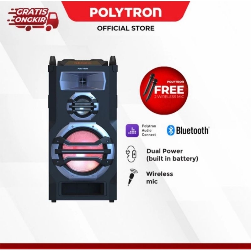POLYTRON PTS 12KF15 Portable Speaker Trolley Meeting Bluetooth 12 inch 70 WRMS PTS12KF15