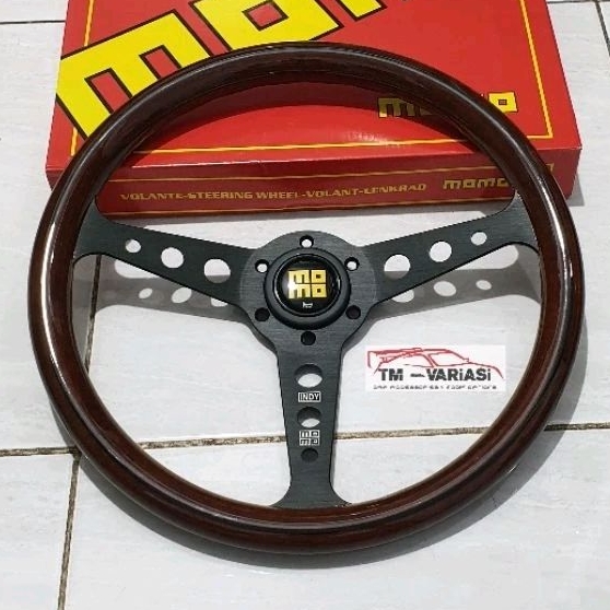 Import Stir Racing MOMO INDY Kayu Wood Glossy 14 Inchi PREMIUM