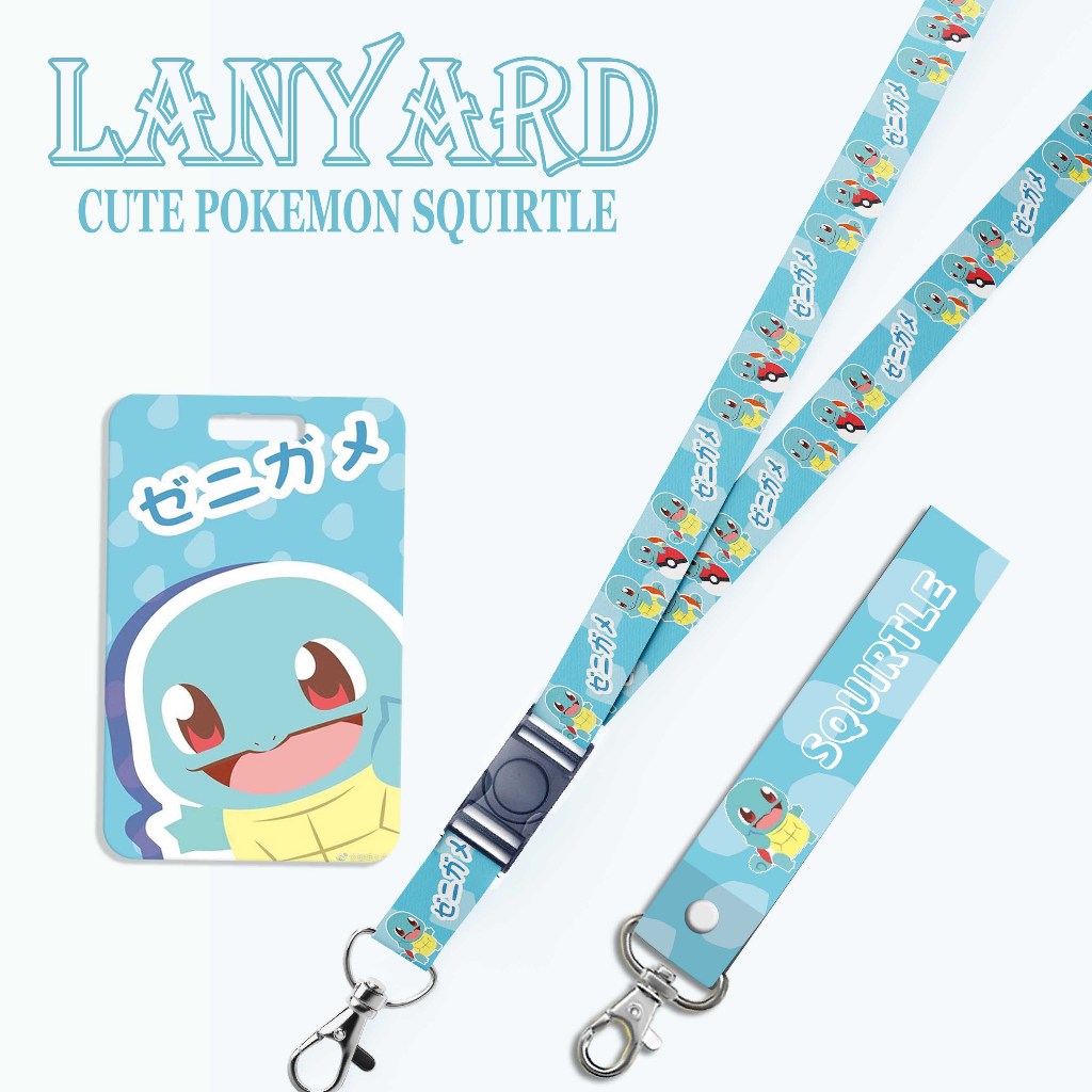 

STRAP LANYARD CARD HOLDER Cute Pokemon Squirtle ID Card Gantungan Kunci Handphone