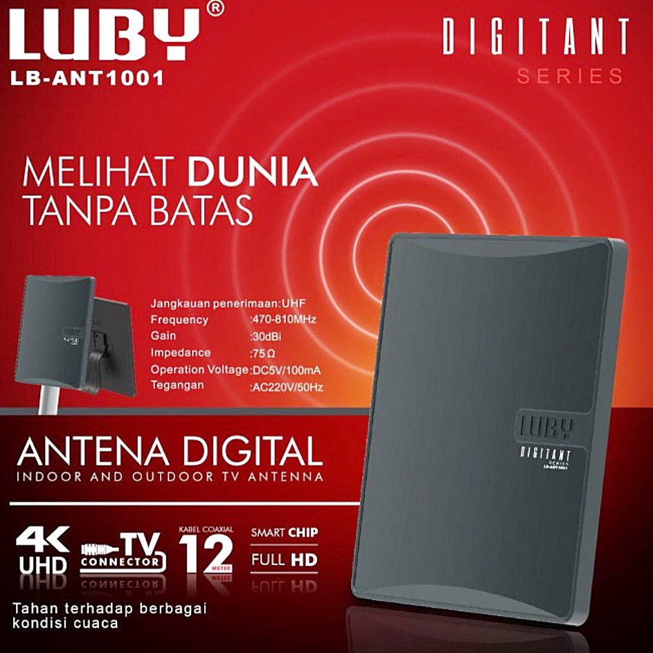 nQ Antena Digital Luby LBANT11  Antena Indoor Outdoor Untuk STB Set Top Box TV Digital