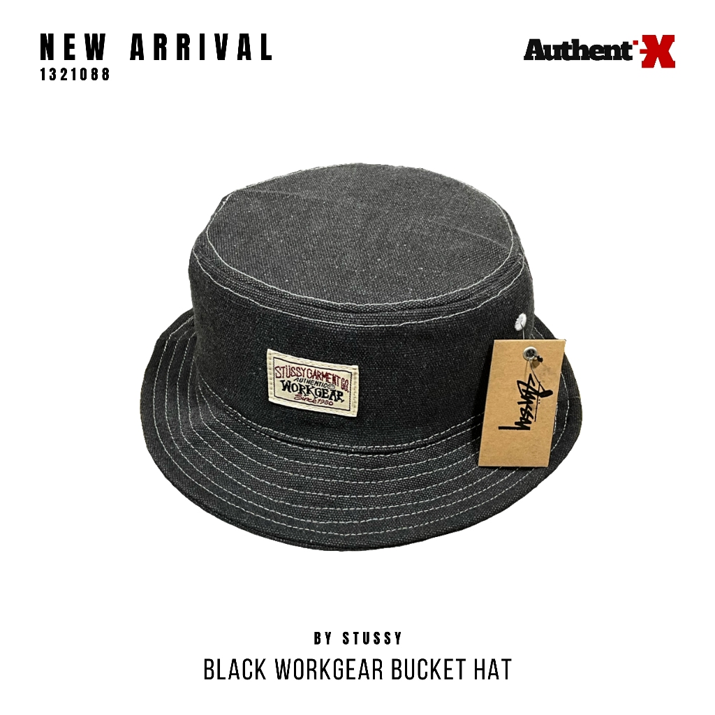 STUSSY CANVAS WORKGEAR BUCKET HAT - BLACK | ORIGINAL