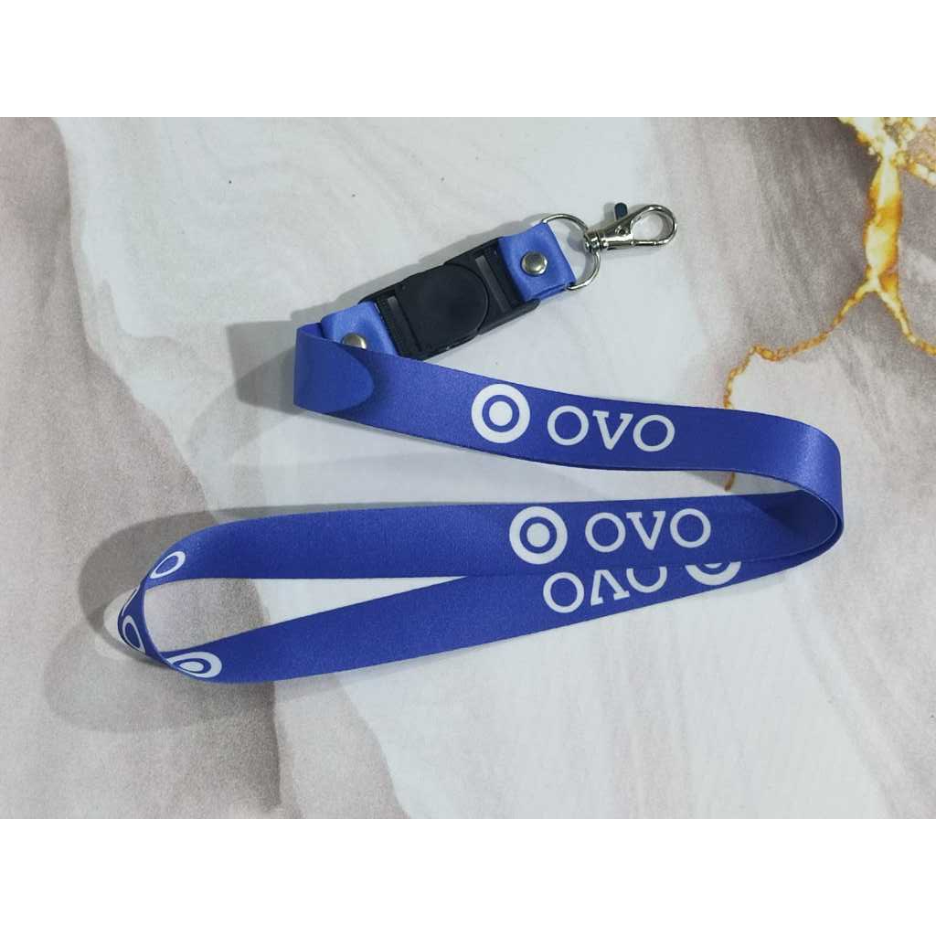

Lanyard OVO / TOvo Biru cetak 2 sisi ukuran 2cm Lanyard Custom Satuan murah