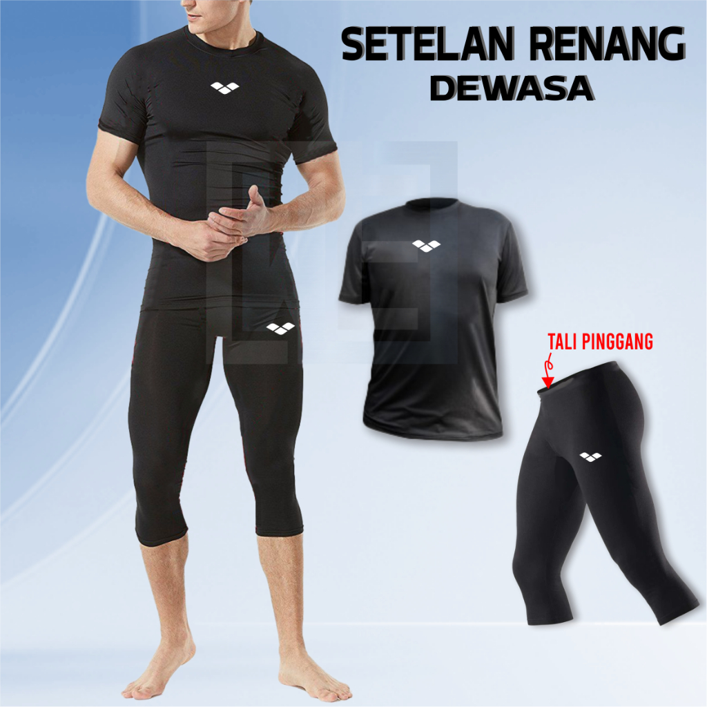 BEST DEALS SETELAN RENANG DEWASA STELAN RENANG PRIA WANITA BAJU RENANG LENGAN PENDEK SETELAN RENANG