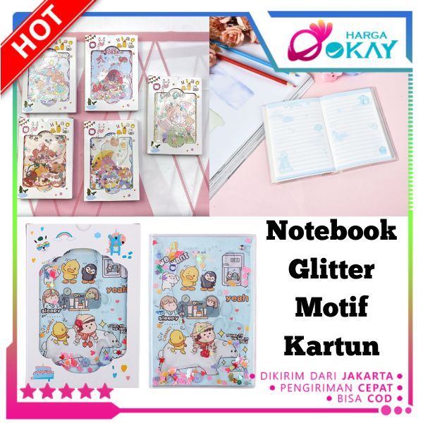 

HO Buku Tulis Anak Glitter Karakter Buku Diary Kreatif Untuk Anak Anak Notebook Glitter Motif Kartun