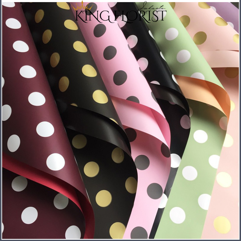 

20 LEMBAR Flower Wrapping Polkadot Cellophane Kertas Buket Bunga KB11