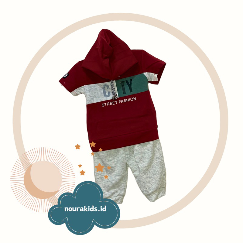 Baju Bayi Jogger Hoodie Maroon Serba 50rb
