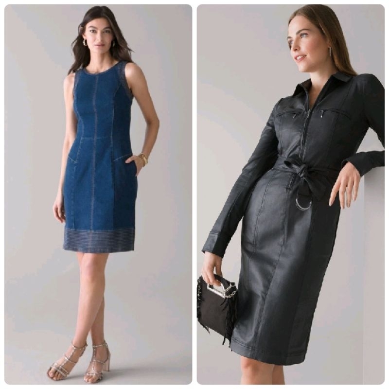 w#BM Denim coated dress/ W#BM fit and flare denim dress