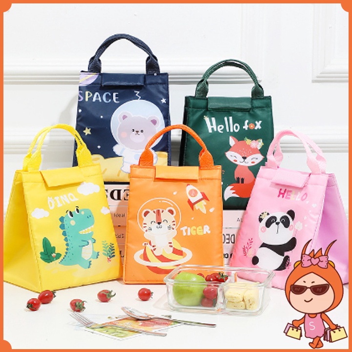 Reseller Welcome  T5746 Tas Bekal Anak Karakter  Lunch Cooler Bag Makanan Aluminium Kotak Makan  Tas
