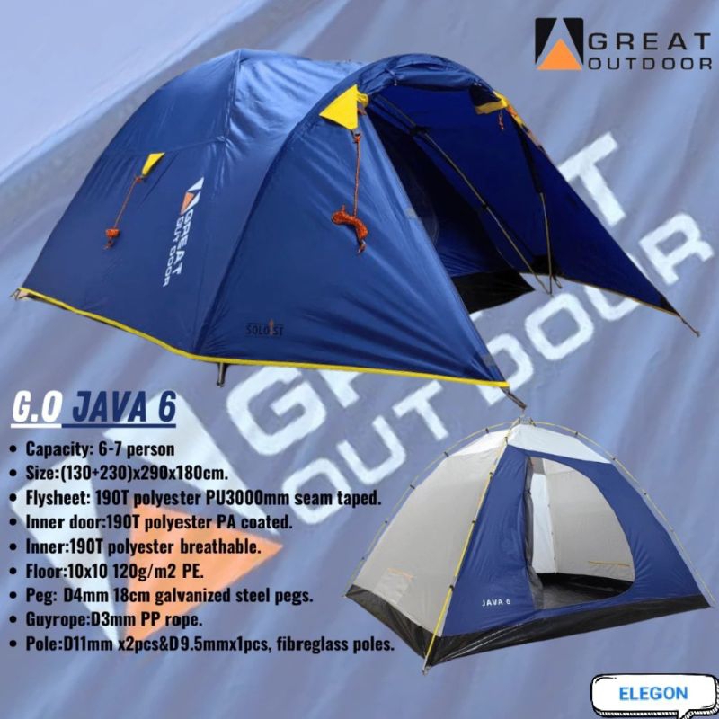 Tenda Great Outdoor Java 6 Double Layer Tenda Camping 6-8 Orang Original