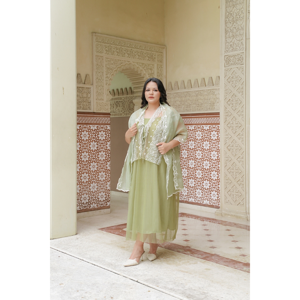 NOURA - DRESS PESTA / RAYA DRESS / DRESS PRISKET / SILVER / DRESS LEBARAN / DRESS KONDANGAN / SAGE /