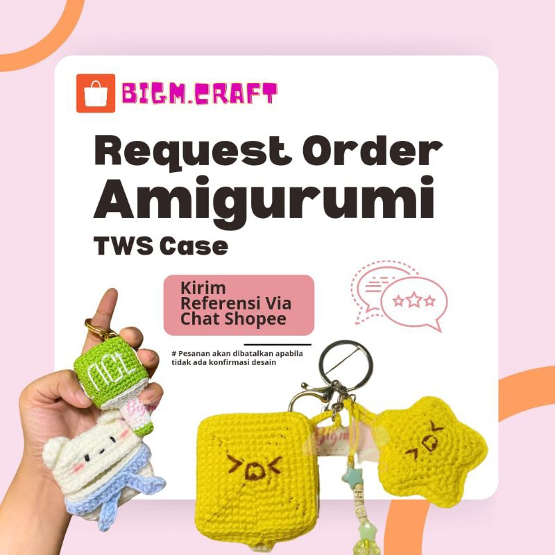 REQUEST ORDER CASE TWS RAJUT | Case Earpod Rajut Custom | Amigurumi Case Tws | Case tws baseus bowie
