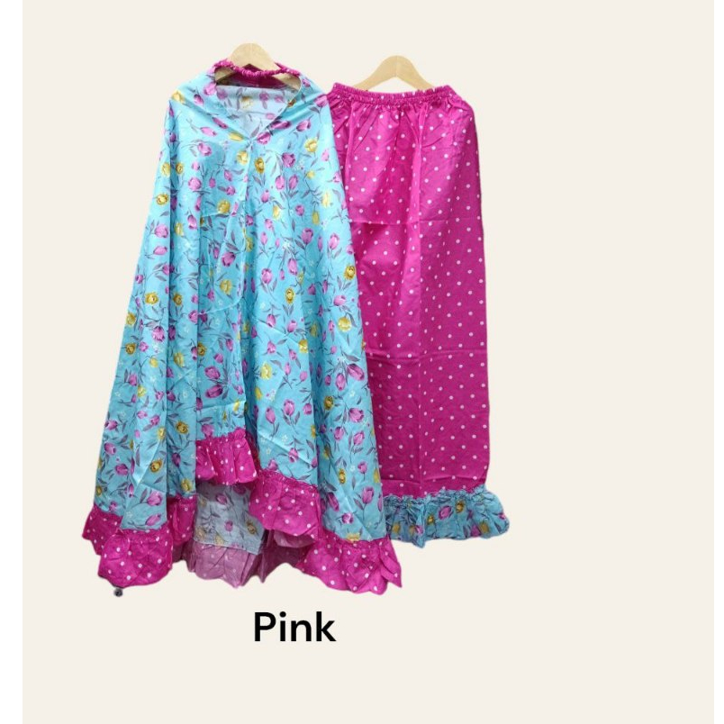 mukena/rukuh anak perempuan umur 6 - 9 tahun bahan katun motif bunga | mukena/rukuh anak murah