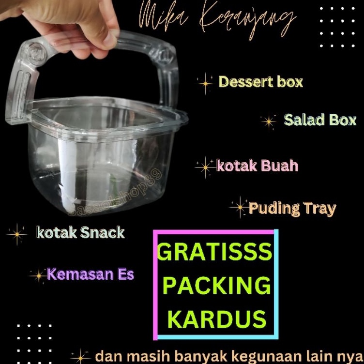 Prioritas Mika Keranjangmika tray makanan 1PCS GRATISS KARDUS mika dessert box dengan handle