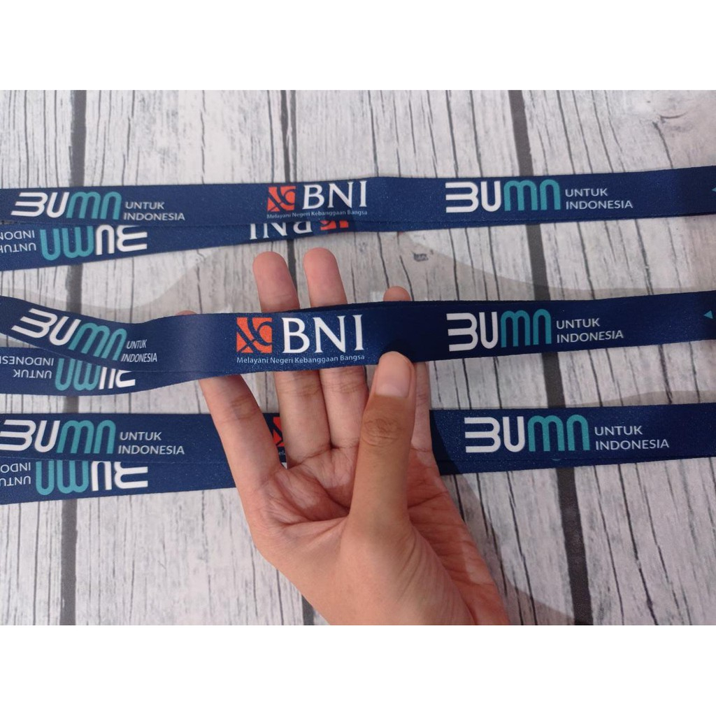 

Lanyard BNI BUMN | custom logo | print lanyard - gantungan hp - holder - yoyo logo