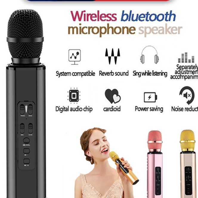 Terjangkau Mic Wireless Bluetooth Karaoke Player K6 Microphone Speaker KTV Efek mic bluetooth karaok