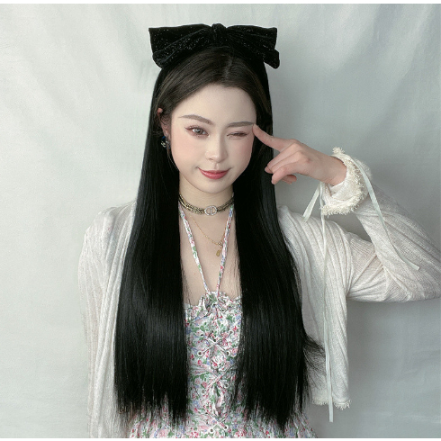 Wig Bando Cantik Wanita Simple Elegan Korean Version Wig Bando Panjang Wanita Hairclip Korea Rambut 