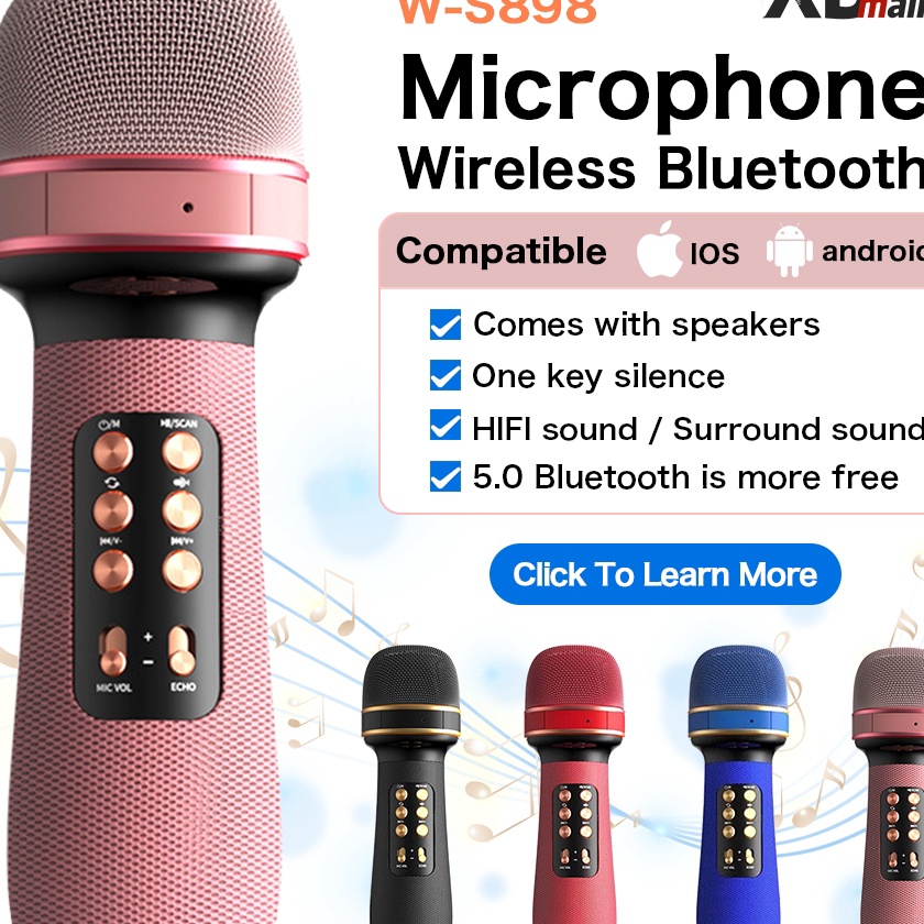 KP8 Mic Bluetooth WS898Wireless Microphone Karaoke Stereo Sound playerMikropon Speaker Super Bas Ktv