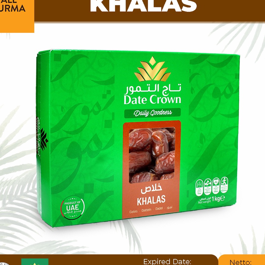 

Langka Date Crown Kurma Khalas 1kg dari UAE in Box