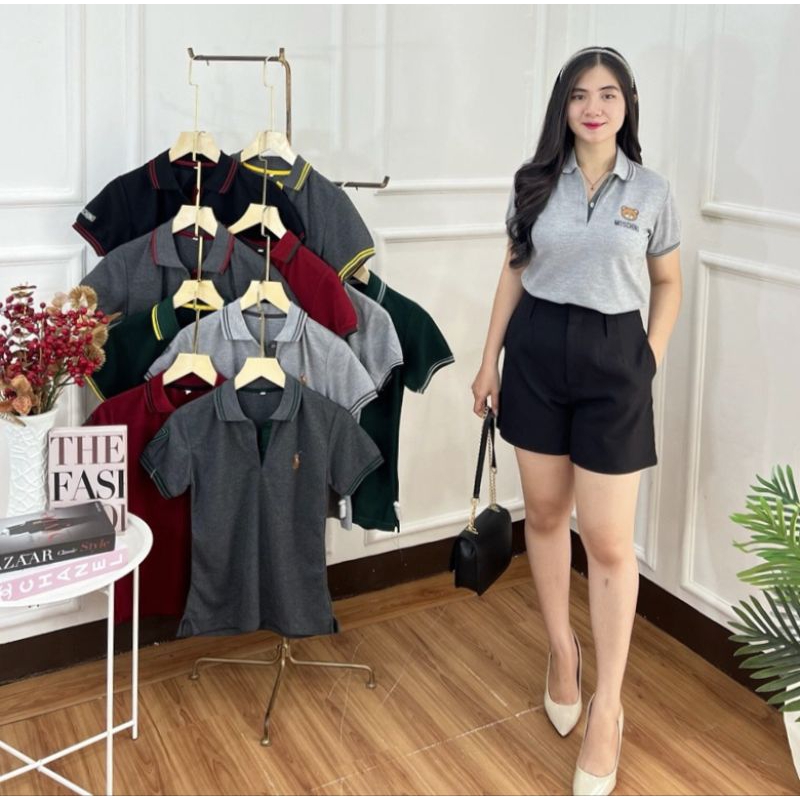 Kaos Kerah Bordir Wanita || Kaos Wanita Kerah Kaos Polo Kerah