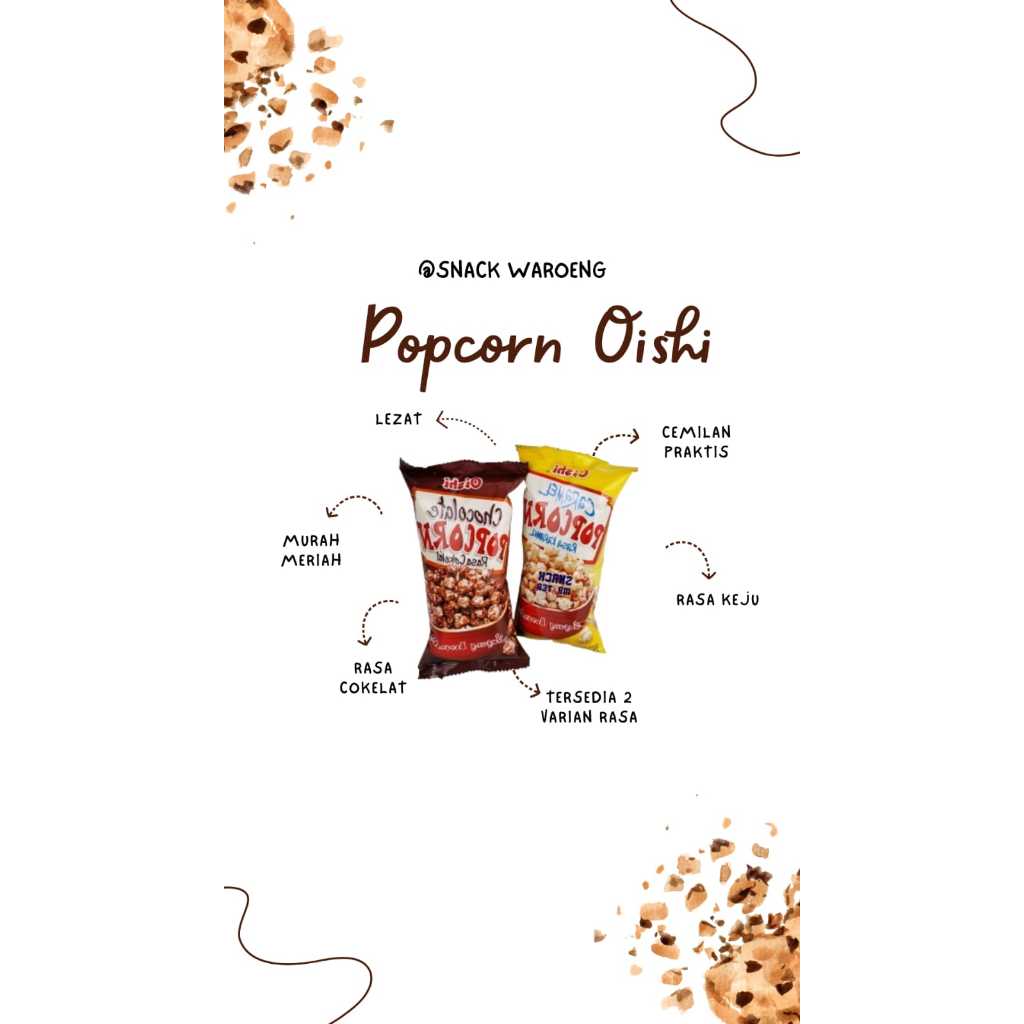 

Oishi Popcorn/Jagung Berondong Rasa Keju/Cokelat | 100 gram X 10 PCS | Snack Murah