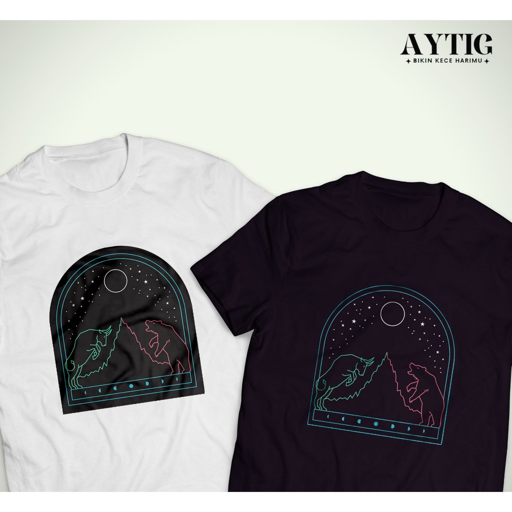 Aytig Kaos BULL & BEAR | Tshirt Gambar Saham Forex Robot Trading Crypto Investasi