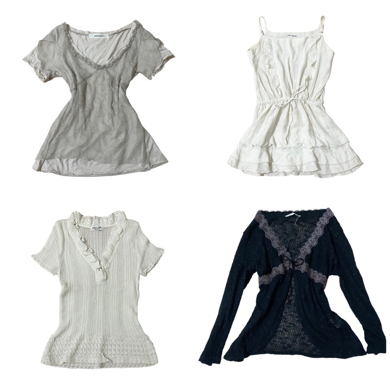 preloved axes femme abercrombie liz lisa yg fairy core cottage core dainty lace ribbon mesh long sle