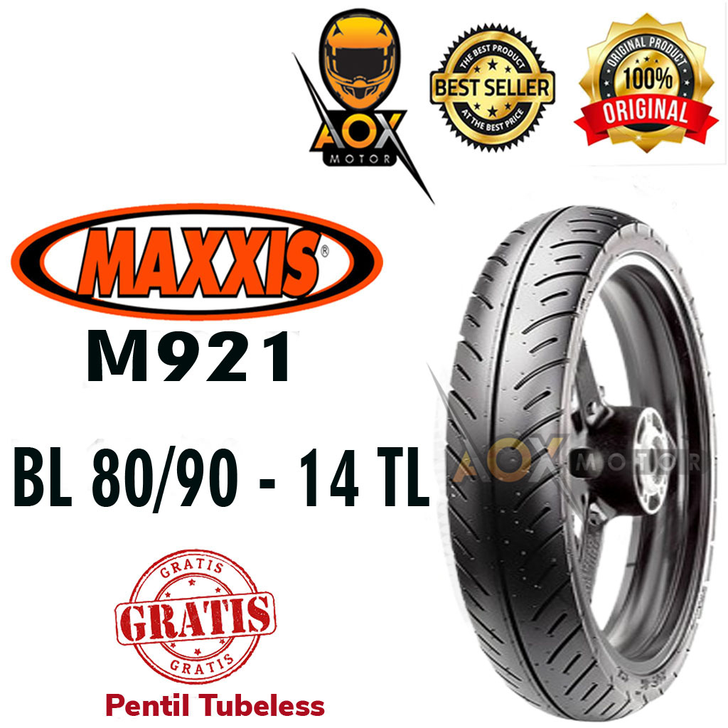Ban luar motor matic 80/90-14 MAXXIS M921 tubeless, GRATIS cop tubeless