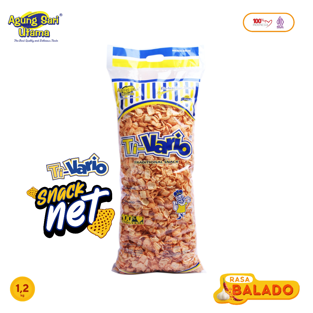 

SNACK NET Ti-Vario UKURAN BAL 1,2 KG ANEKA RASA ORIGINAL, KEJU DAN BALADO