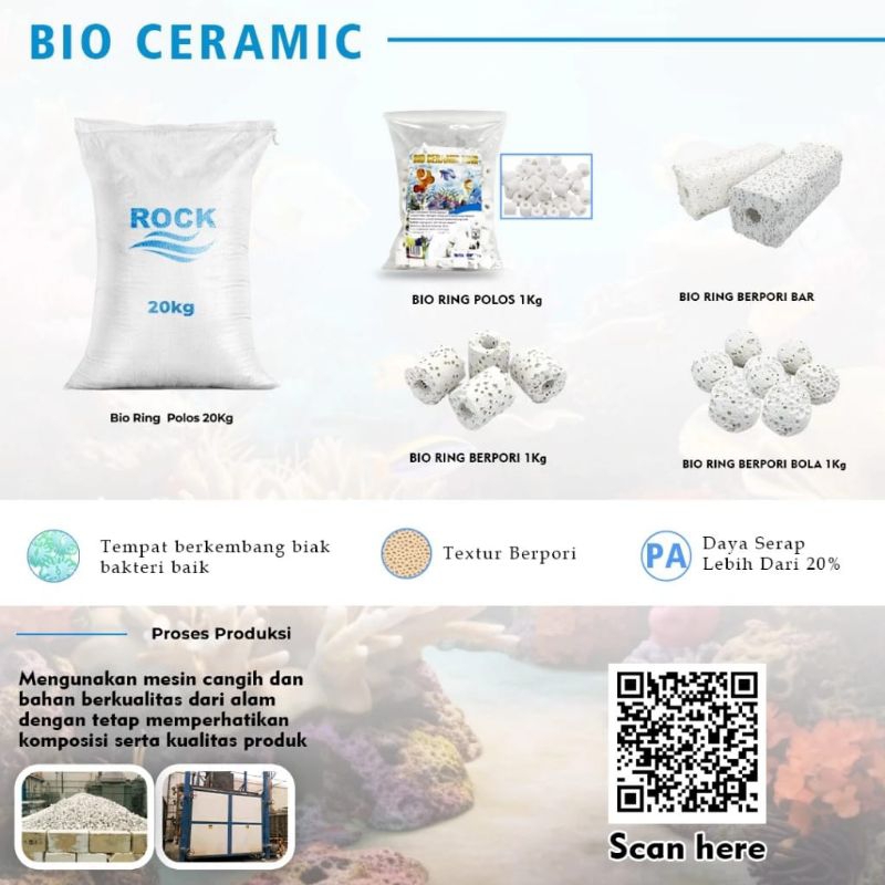 bio ring ceramic filter berpori 1kg