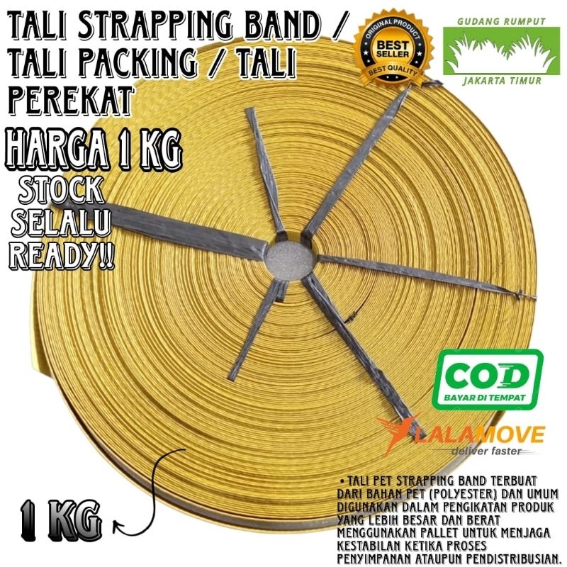 

Tali Strapping Band Warna 15 mm Tali Packing WARNA KUNING 1 KG