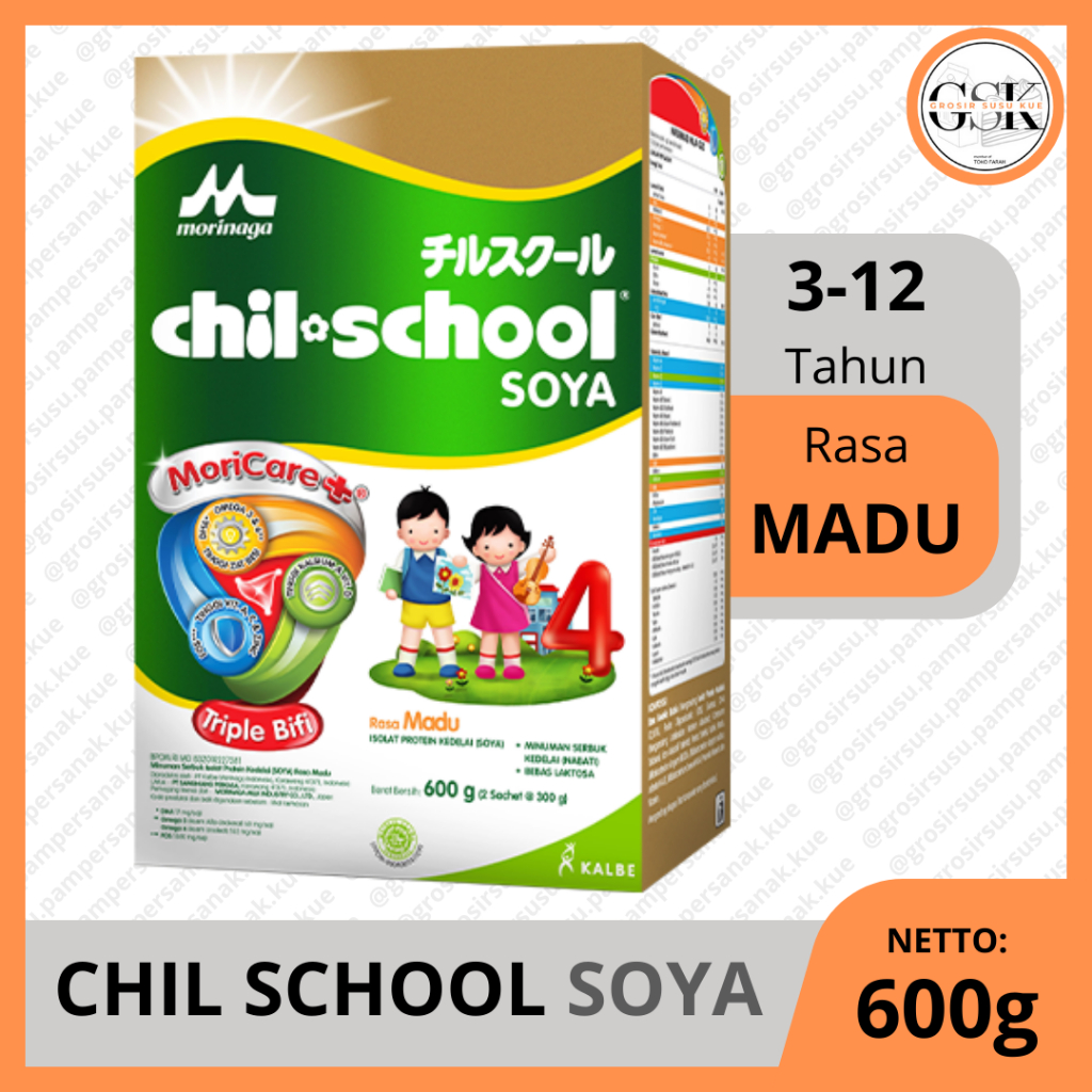 

CHIL SCHOOL SOYA 600gr Madu | Susu Formula 3 Tahun ke Atas | Susu Pertumbuhan Anak | Susu Chil School Susu Kedelai Anak