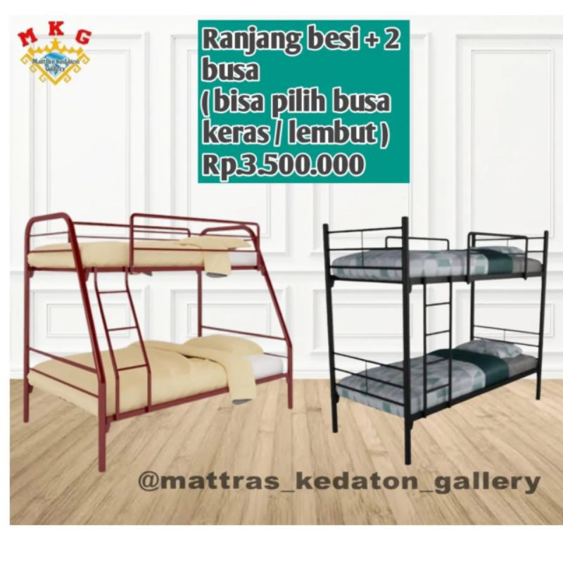 kasur tingkat besi dengan 2 kasur busa Lampung