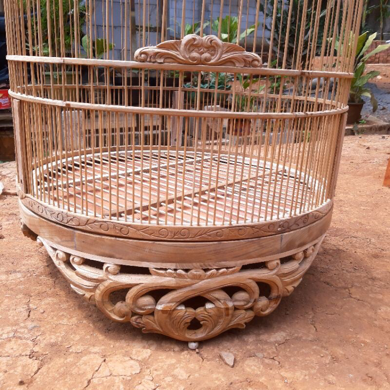 Tebok Murai Ukir Bunga Kayu Jati Custom