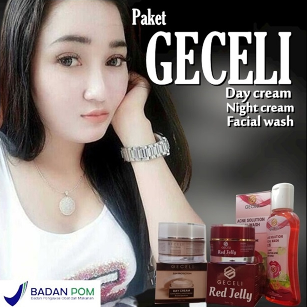 TERBUKTI  PAKET 3 IN 1 BIKIN GLOWING GECELI BPOM ,DAY CREAM GECELI,RED JELLY GECELI DAN FACIAL WASH 
