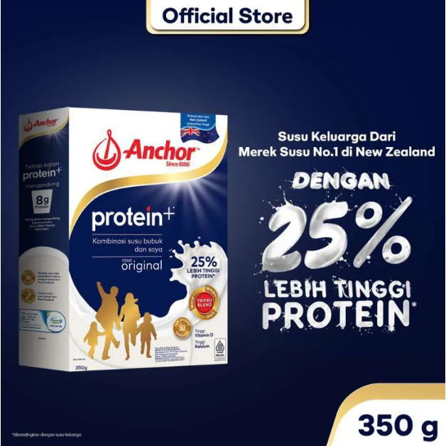 

Anchor Protein+ Rasa Original - Kemasan 350 gr - Tinggi Protein - Susu Bubuk - ASLI NEW ZEALAND
