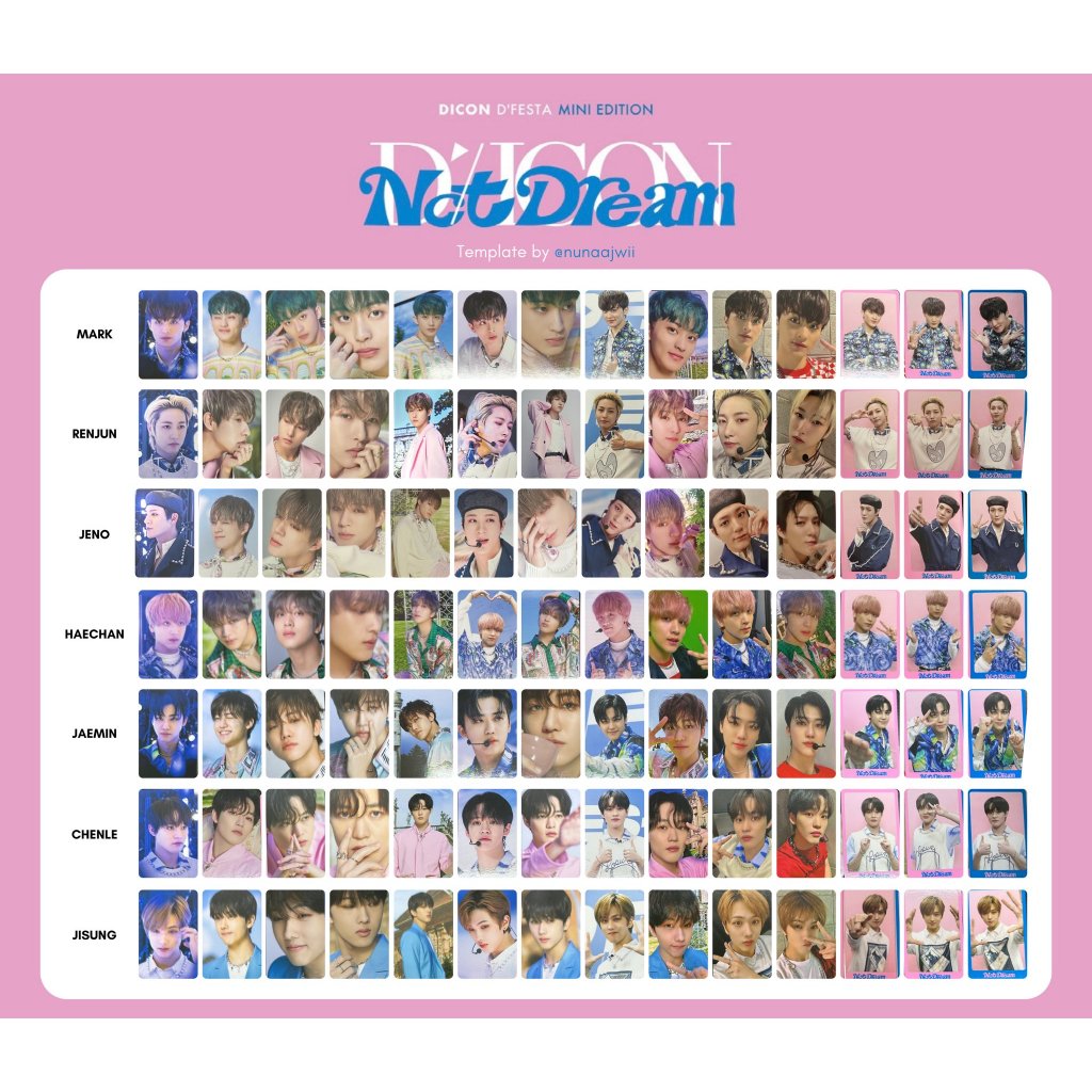 PC OFFICIAL NCT DREAM DICON (Mark Renjun Jeno Haechan Jaemin Chenle Jisung wink)