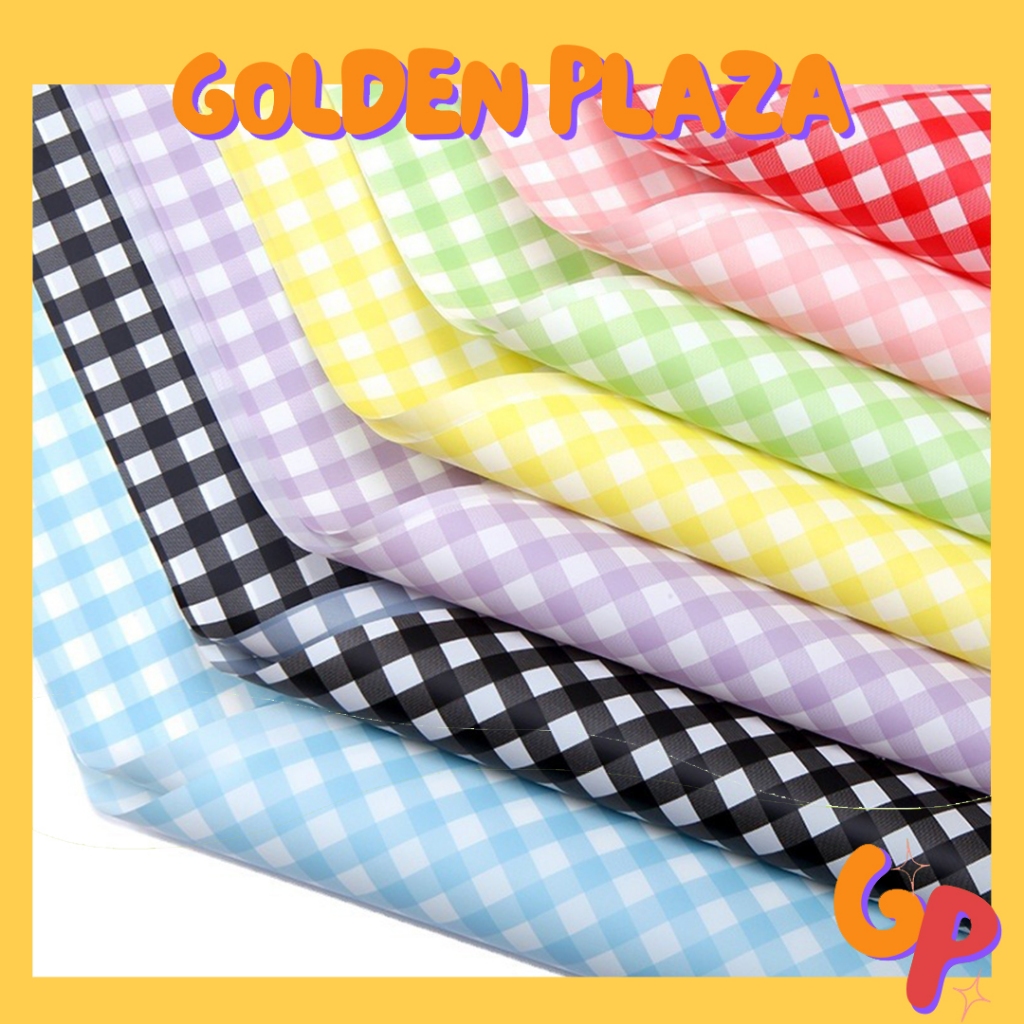 

(1 PACK ISI 20 LEMBAR) Flower Wrapping Cellophane Motif Gingham Plaid Square Kotak Kotak Kertas Buket Bunga Florist KB6003