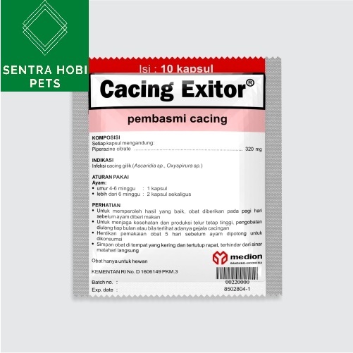 Cacing Exitor Obat Pembasmi Cacingan Ayam Petelur Bangkok Bebek Burung