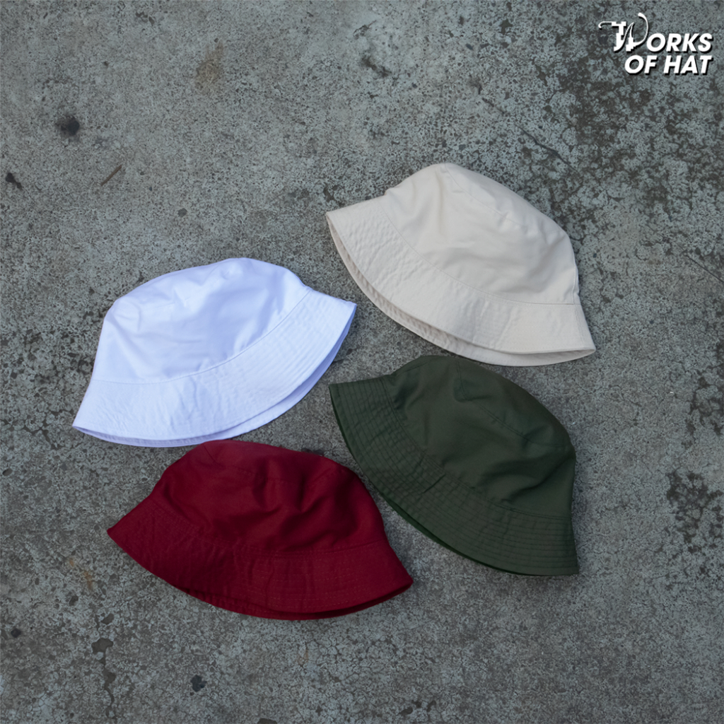 TOPI BUCKET HAT POLOS FASHION KOREA STYLE PRIA WANITA