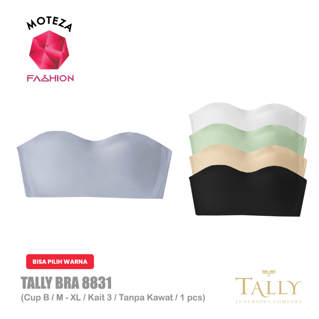 Tally 8831 Bra BH Kemben Wanita Seamless | Busa Tipis | 1/2 Half Cup B | Tanpa Kawat | Size M - XL