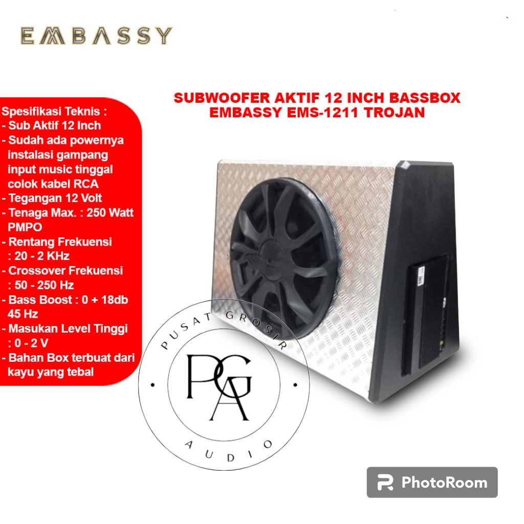 Subwoofer Aktif 12 inch BASSBOX Embassy Trojan EMS-1211
