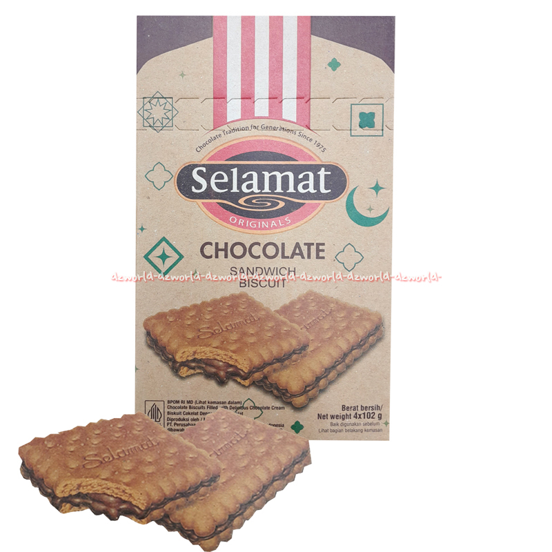 

Selamat 408gr Chocolate Sandwich Biscuit Biskuit Isi Coklat Krim Kemasan Reusable Slamat