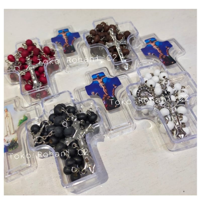 Rosario Kayu Wangi 6mm + Box Salib - Rosario Kayu - Rosario Wangi - Rosario Kayu Wangi - Rosario Kot